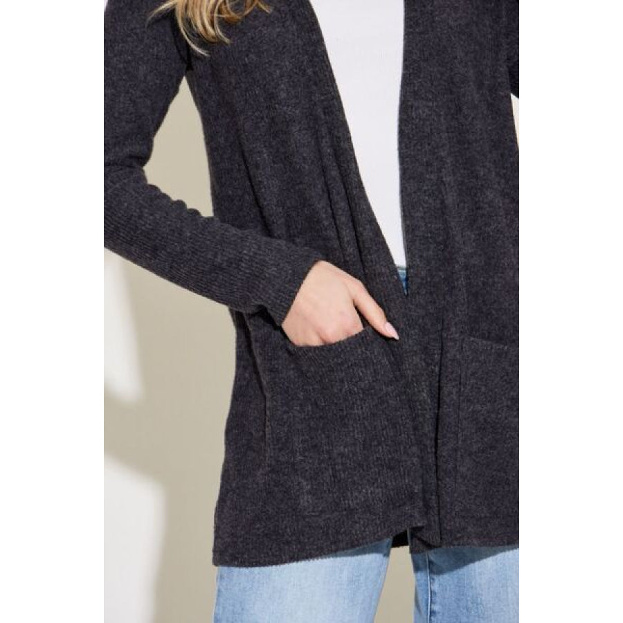 Zenana Open Front Long Sleeve Cardigan Apparel and Accessories