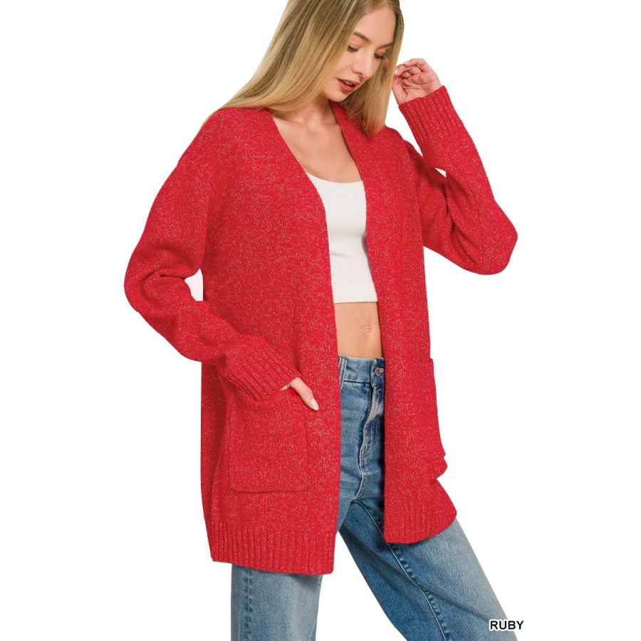Zenana Open Front Sweater Cardigan Apparel and Accessories