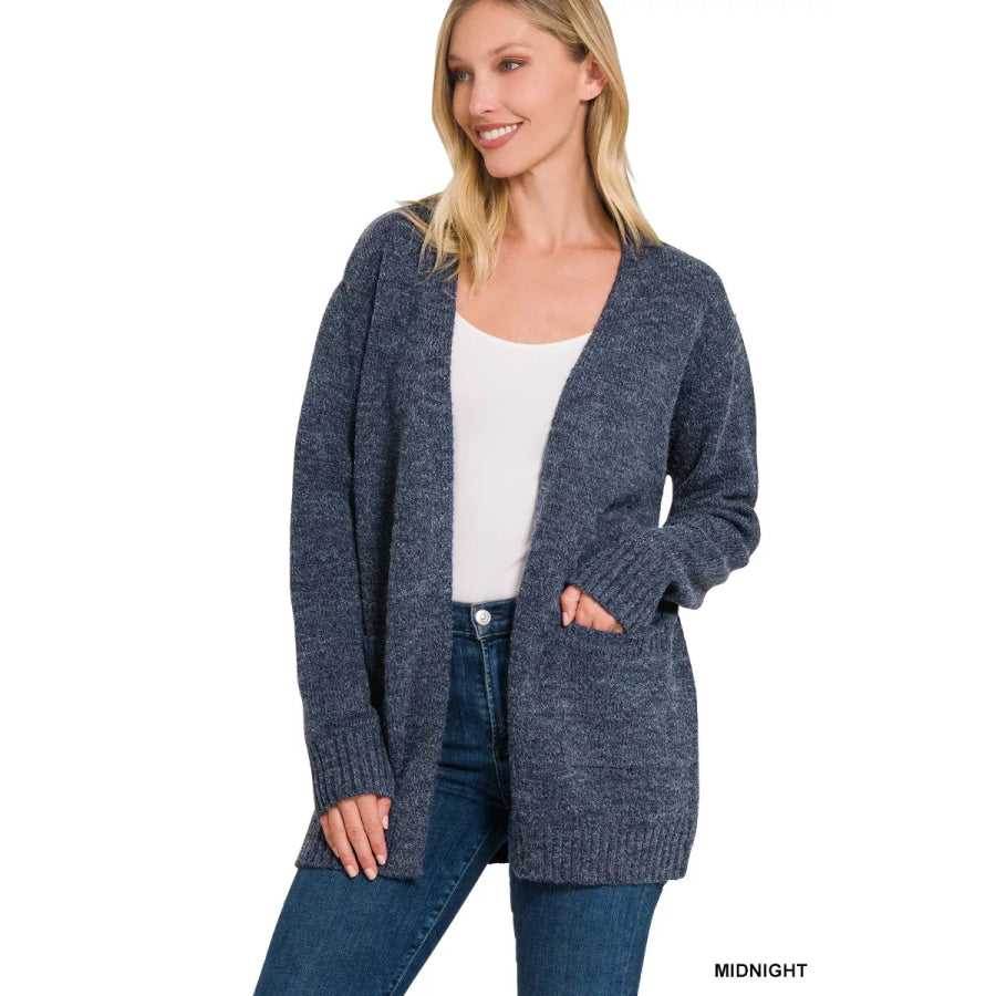 Zenana Open Front Sweater Cardigan Apparel and Accessories
