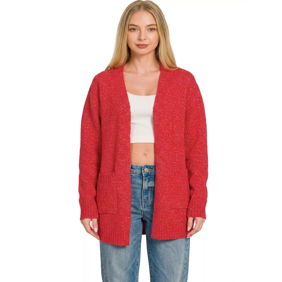 Zenana Open Front Sweater Cardigan RUBY / S Apparel and Accessories