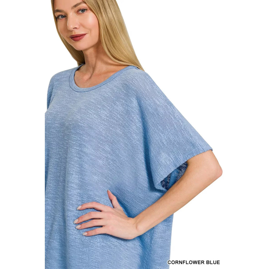 Zenana Oversized Slub Hacci Top Apparel and Accessories