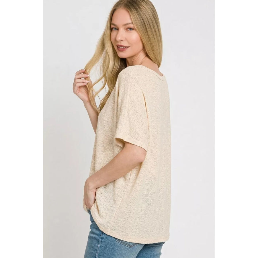 Zenana Oversized Slub Hacci Top Apparel and Accessories
