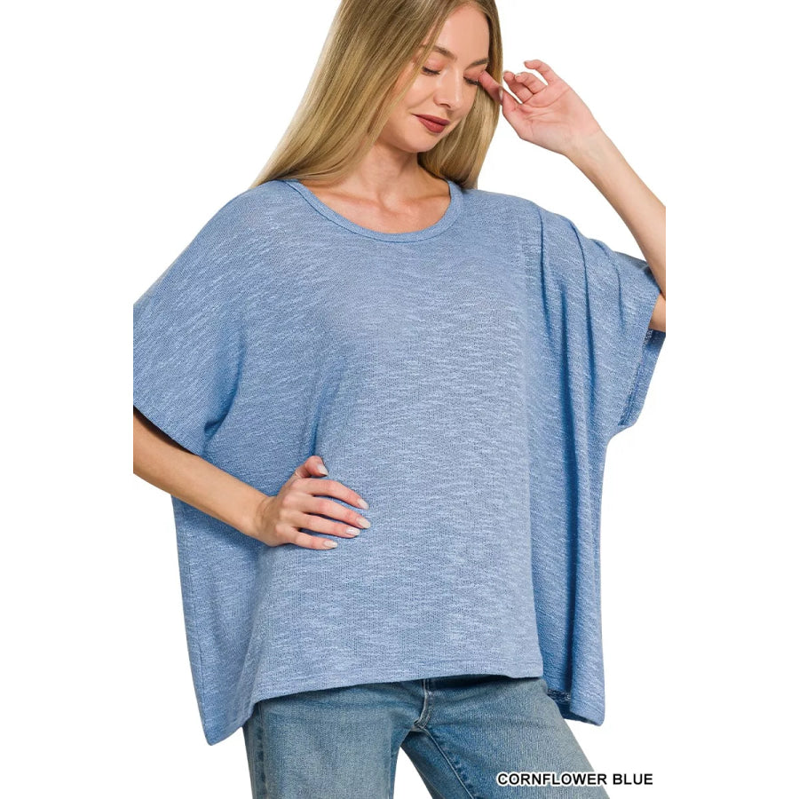 Zenana Oversized Slub Hacci Top Apparel and Accessories