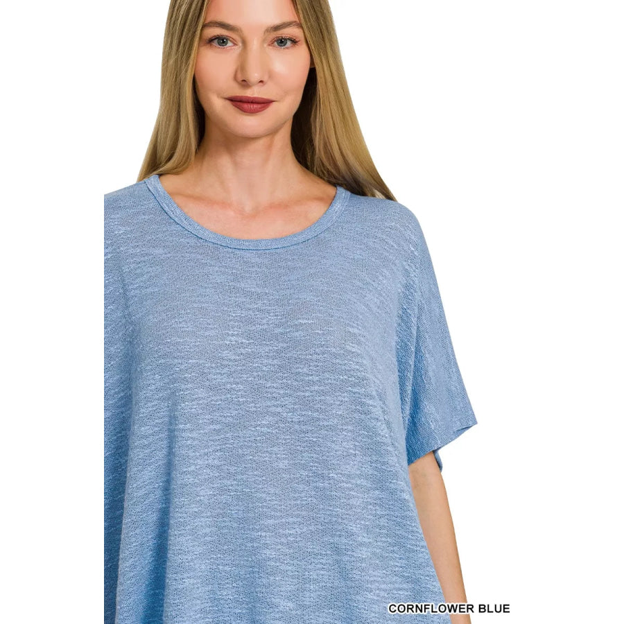 Zenana Oversized Slub Hacci Top Apparel and Accessories