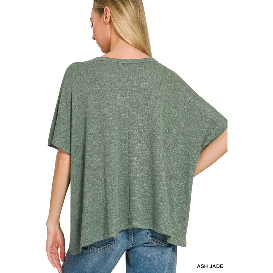 Zenana Oversized Slub Hacci Top Apparel and Accessories