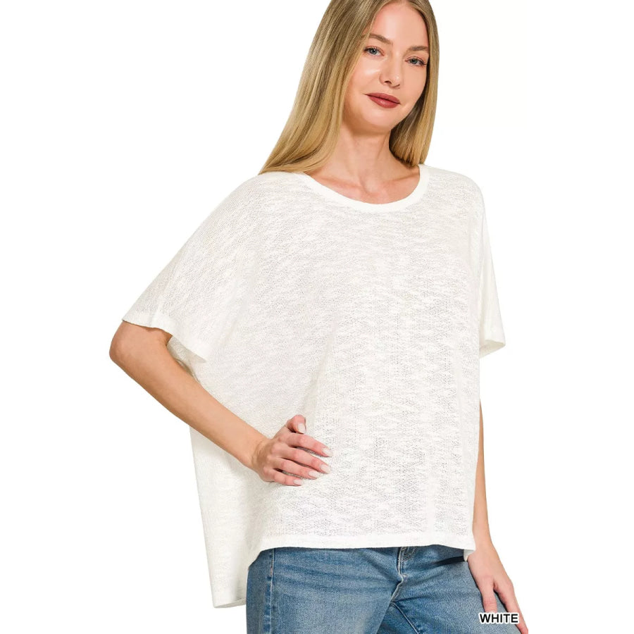 Zenana Oversized Slub Hacci Top Apparel and Accessories