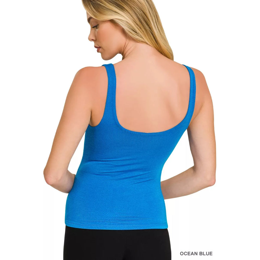 Zenana Premium Rayon Double Layered V-neck Tank Top Apparel and Accessories
