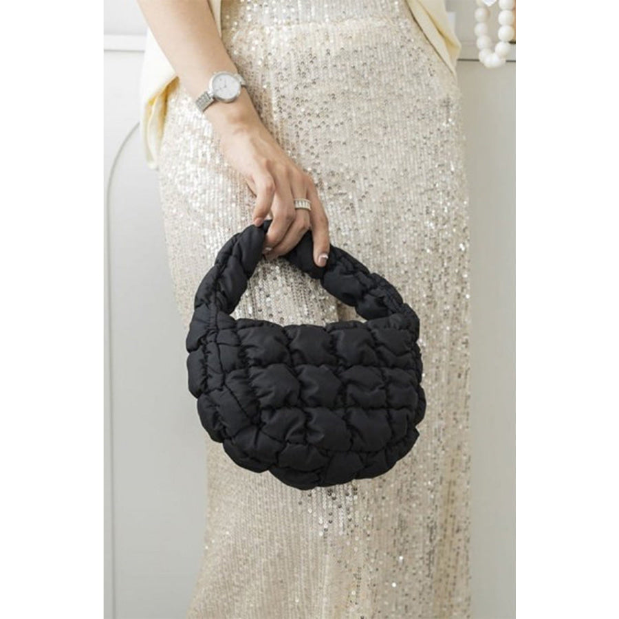 Zenana Quilted Micro Puffy Handbag Black / One Size Apparel and Accessories