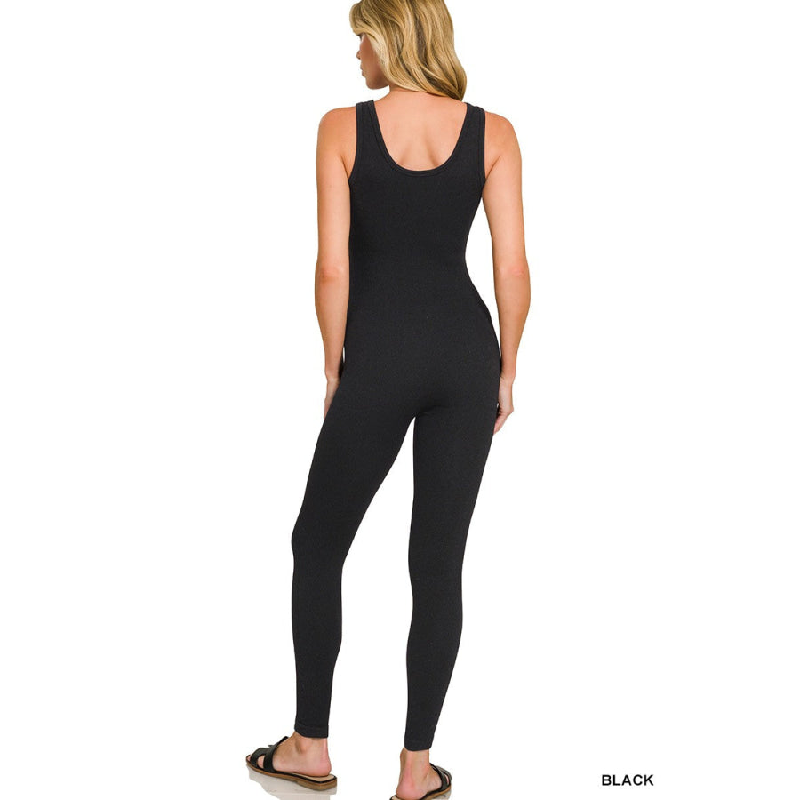 Zenana Ribbed Bra Padded Sports Seamless Bodysuit Apparel and Accessories