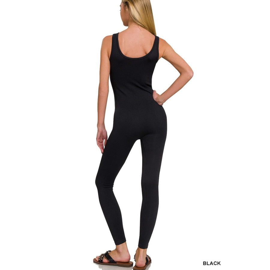 Zenana Ribbed Bra Padded Sports Seamless Bodysuit Apparel and Accessories