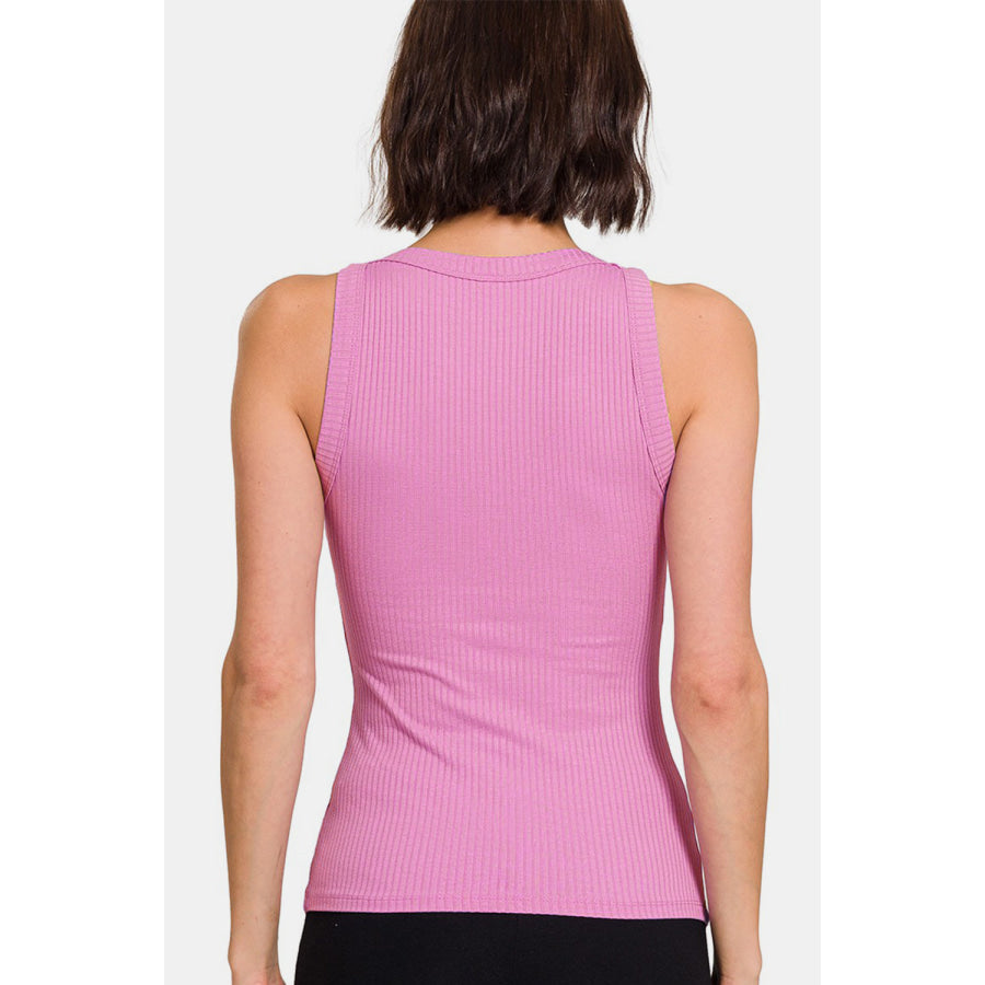 Zenana Ribbed Crew Neck Tank Apparel and Accessories