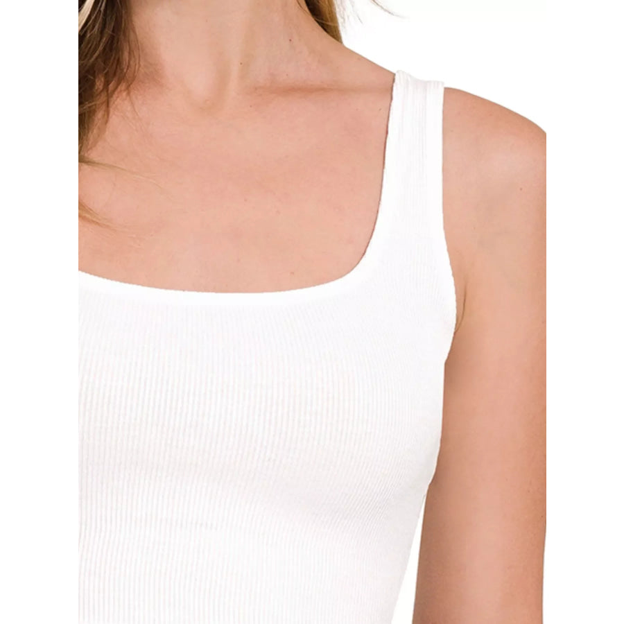 Zenana Ribbed Rayon Square Neck Brami Apparel and Accessories