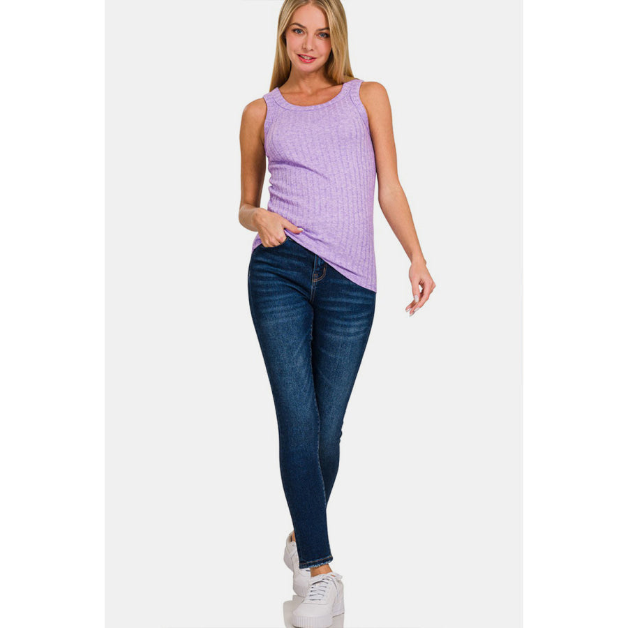 Zenana Ribbed Round Neck Tank Apparel and Accessories