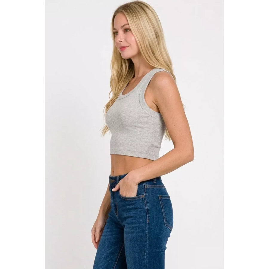 Zenana Ribbed Scoop Neck Cropped Tank Top Apparel and Accessories