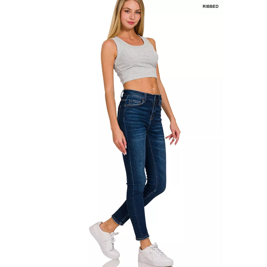 Zenana Ribbed Scoop Neck Cropped Tank Top Apparel and Accessories