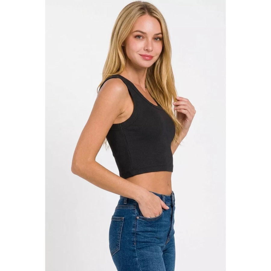 Zenana Ribbed Scoop Neck Cropped Tank Top Apparel and Accessories