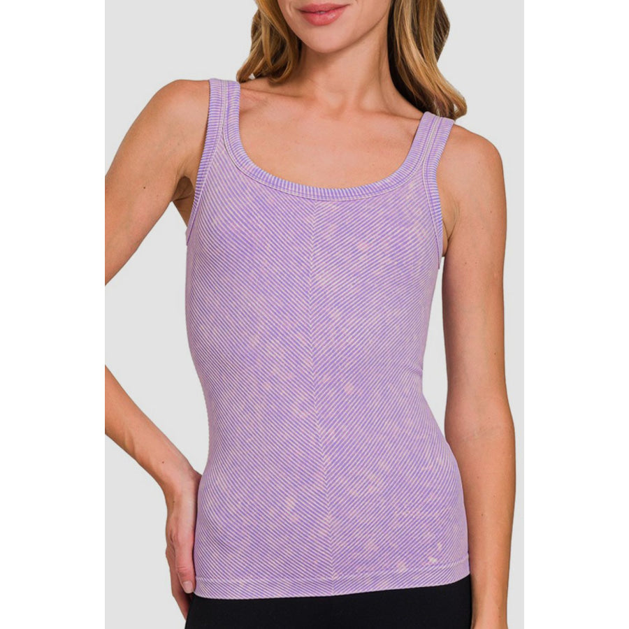 Zenana Ribbed Scoop Neck Tank Apparel and Accessories