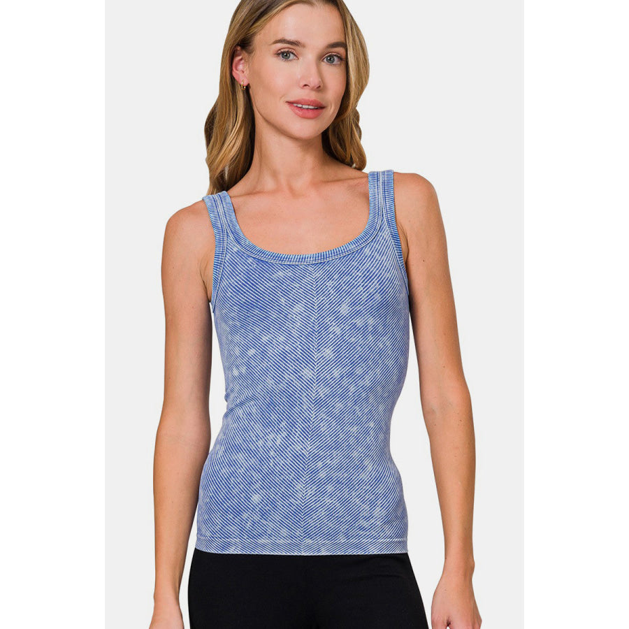 Zenana Ribbed Scoop Neck Tank Apparel and Accessories