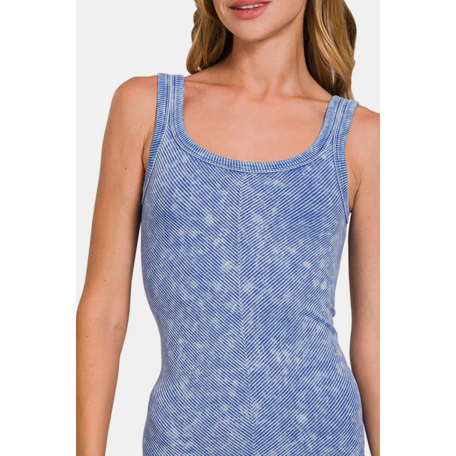 Zenana Ribbed Scoop Neck Tank Apparel and Accessories