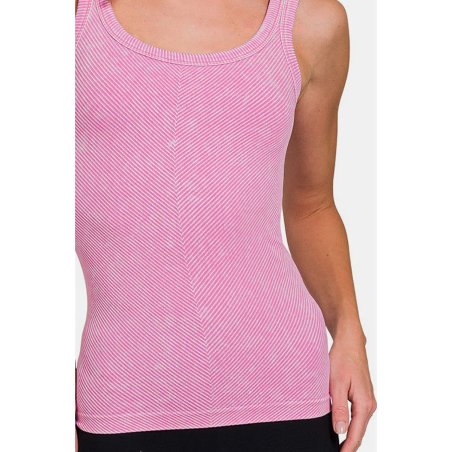 Zenana Ribbed Scoop Neck Tank Apparel and Accessories