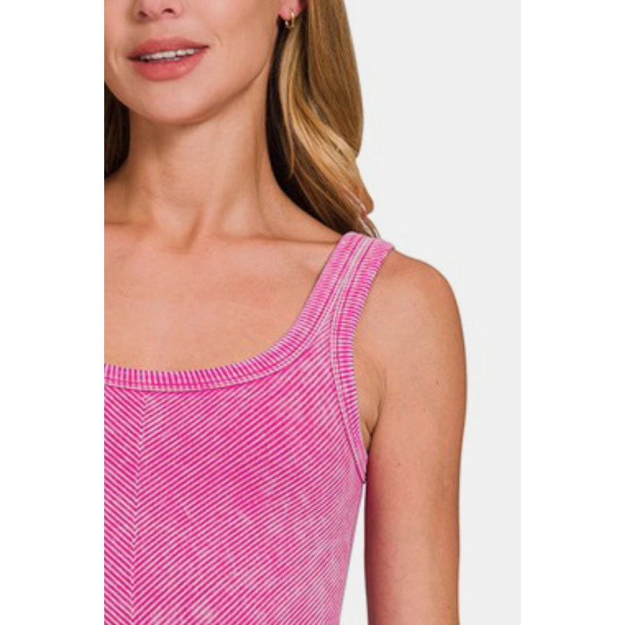 Zenana Ribbed Scoop Neck Tank Apparel and Accessories