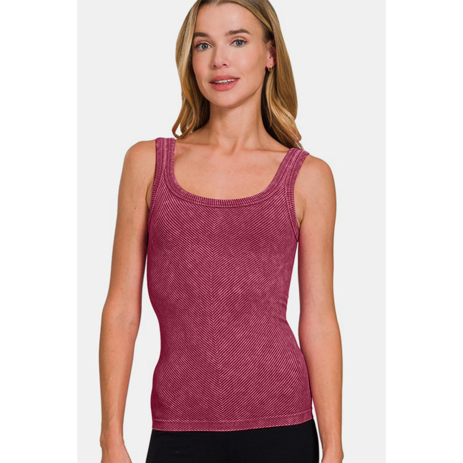 Zenana Ribbed Scoop Neck Tank Apparel and Accessories