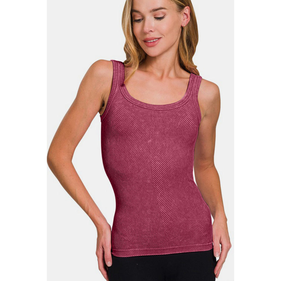 Zenana Ribbed Scoop Neck Tank Apparel and Accessories