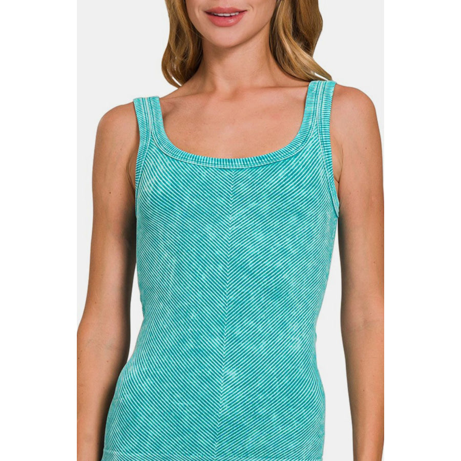 Zenana Ribbed Scoop Neck Tank Apparel and Accessories