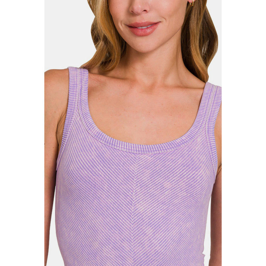 Zenana Ribbed Scoop Neck Tank Apparel and Accessories