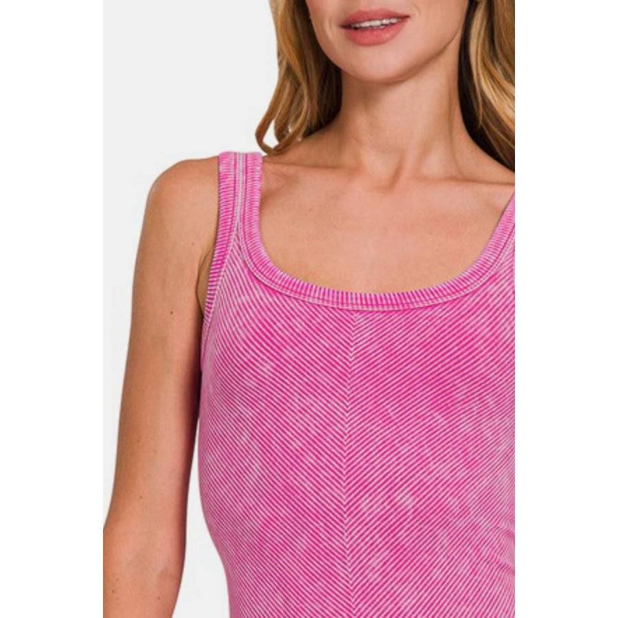 Zenana Ribbed Scoop Neck Tank Apparel and Accessories