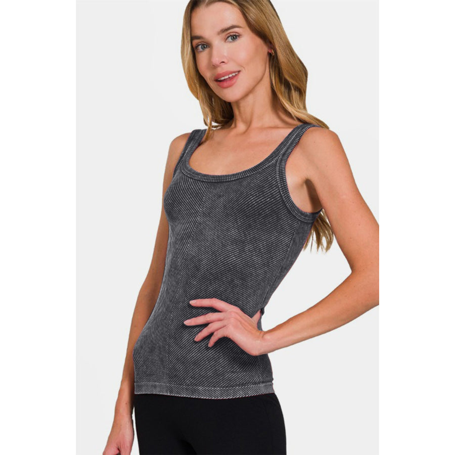 Zenana Ribbed Scoop Neck Tank Apparel and Accessories