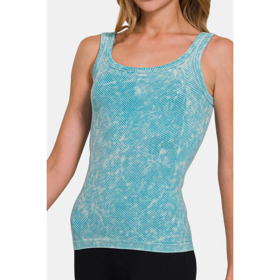 Zenana Ribbed Scoop Neck Tank Apparel and Accessories