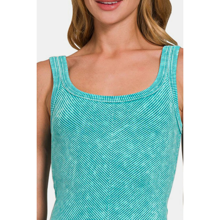 Zenana Ribbed Scoop Neck Tank Apparel and Accessories