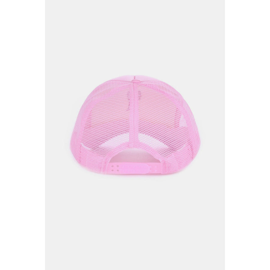 Zenana Ribbon Bow Embroidery Trucker Hat Pink / One Size Apparel and Accessories