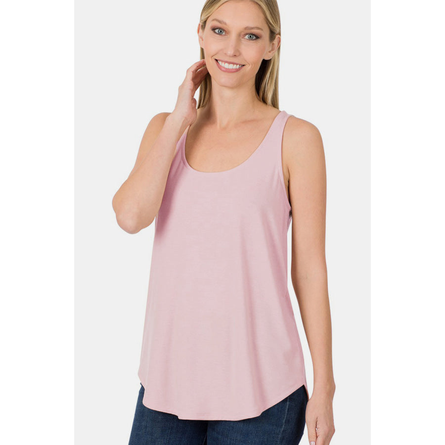 Zenana Round Neck Curved Hem Tank Apparel and Accessories