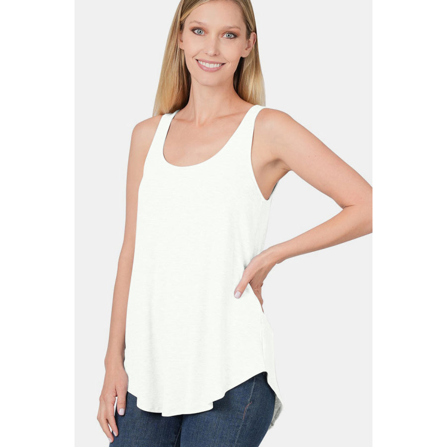 Zenana Round Neck Curved Hem Tank Apparel and Accessories