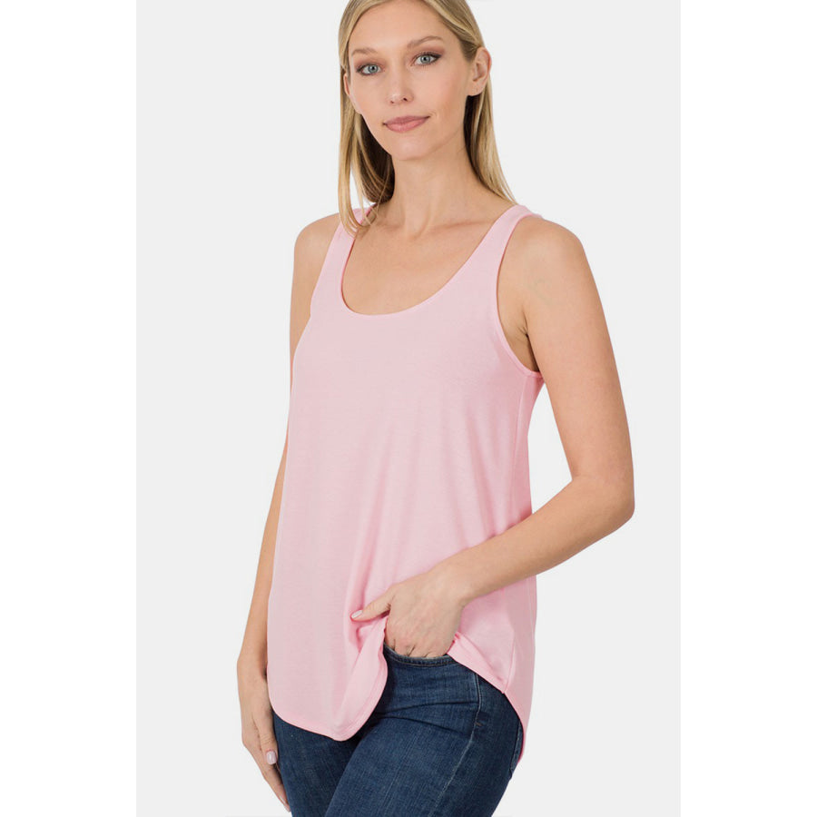 Zenana Round Neck Curved Hem Tank DUSTY PINK / S Apparel and Accessories