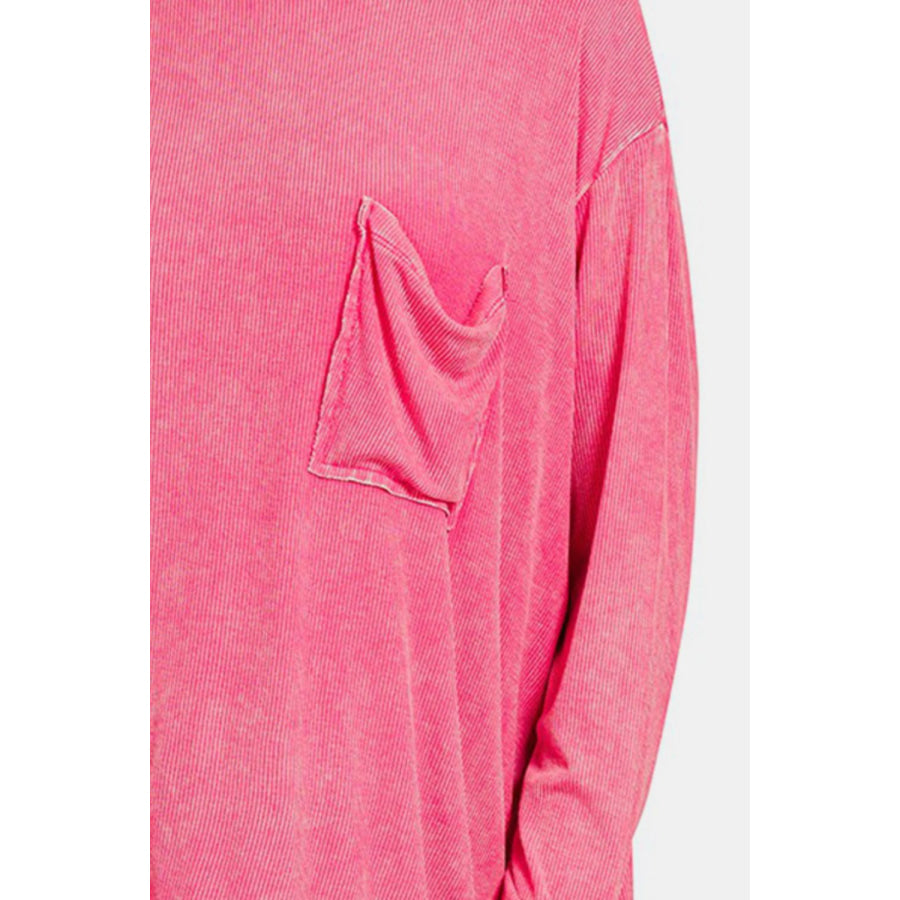 Zenana Round Neck Long Sleeve T - Shirt Apparel and Accessories