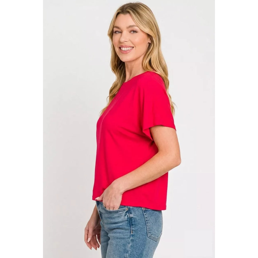 Zenana Round Neck Short Sleeve Cropped T-Shirt Apparel and Accessories