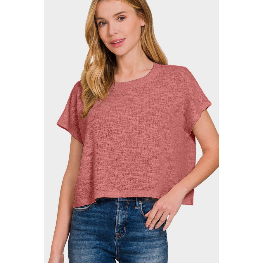 Zenana Round Neck Short Sleeve T-Shirt Apparel and Accessories