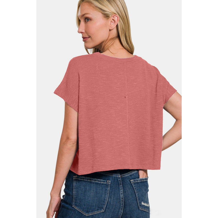 Zenana Round Neck Short Sleeve T-Shirt Winter Rose / S Apparel and Accessories