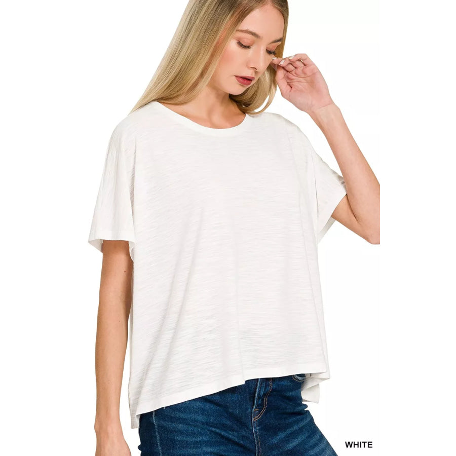 Zenana Round Neck Short Sleeve T-Shirt WHITE / S Apparel and Accessories
