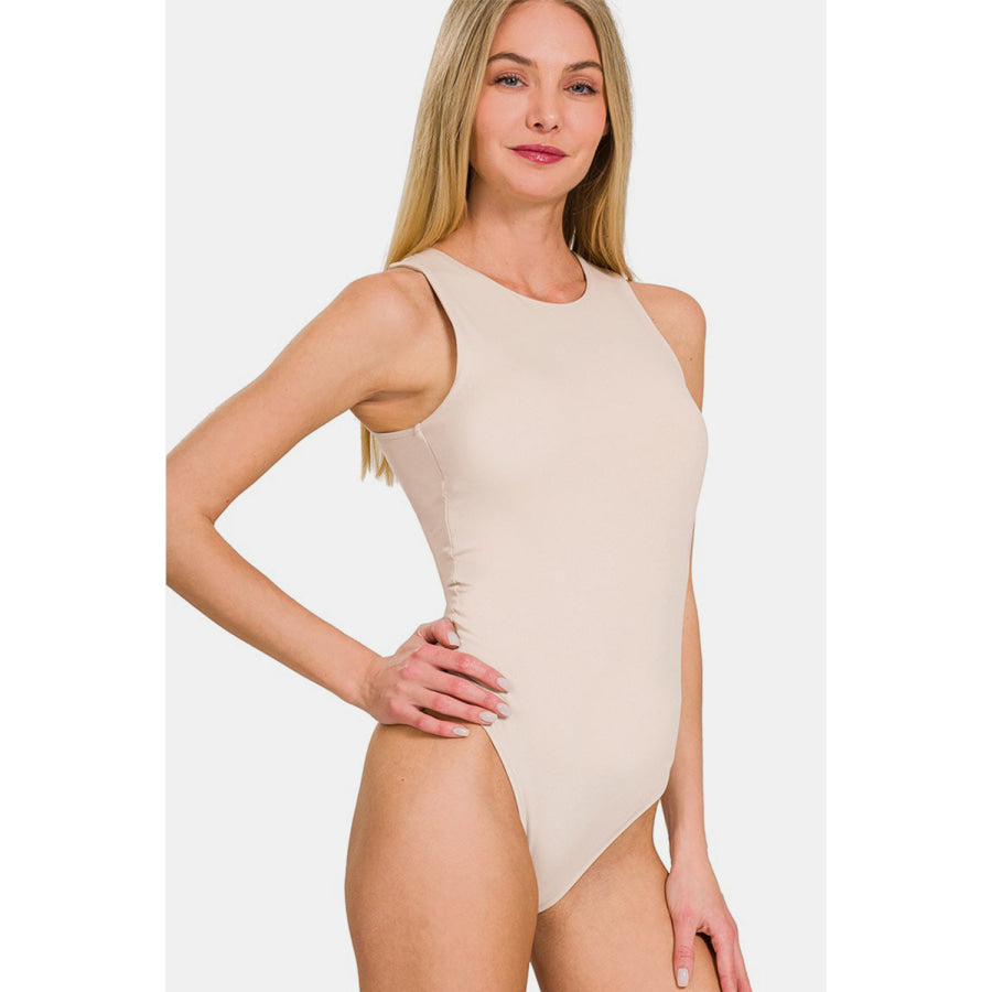 Zenana Round Neck Sleeveless Padded Bodysuit Apparel and Accessories