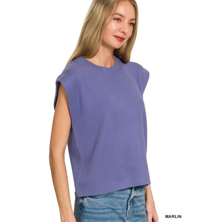 Zenana Round Neck Viscose Sweater Vest Apparel and Accessories