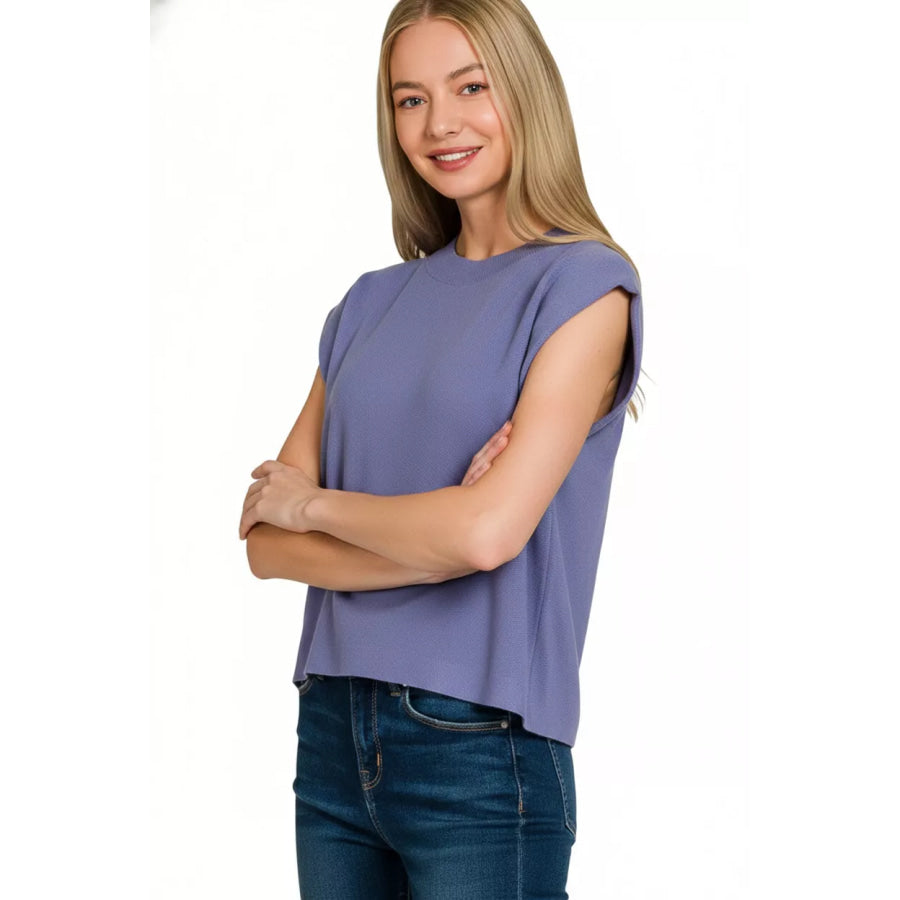 Zenana Round Neck Viscose Sweater Vest Apparel and Accessories