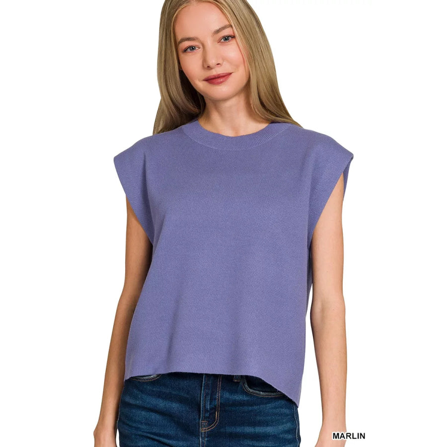 Zenana Round Neck Viscose Sweater Vest MARLIN / S Apparel and Accessories