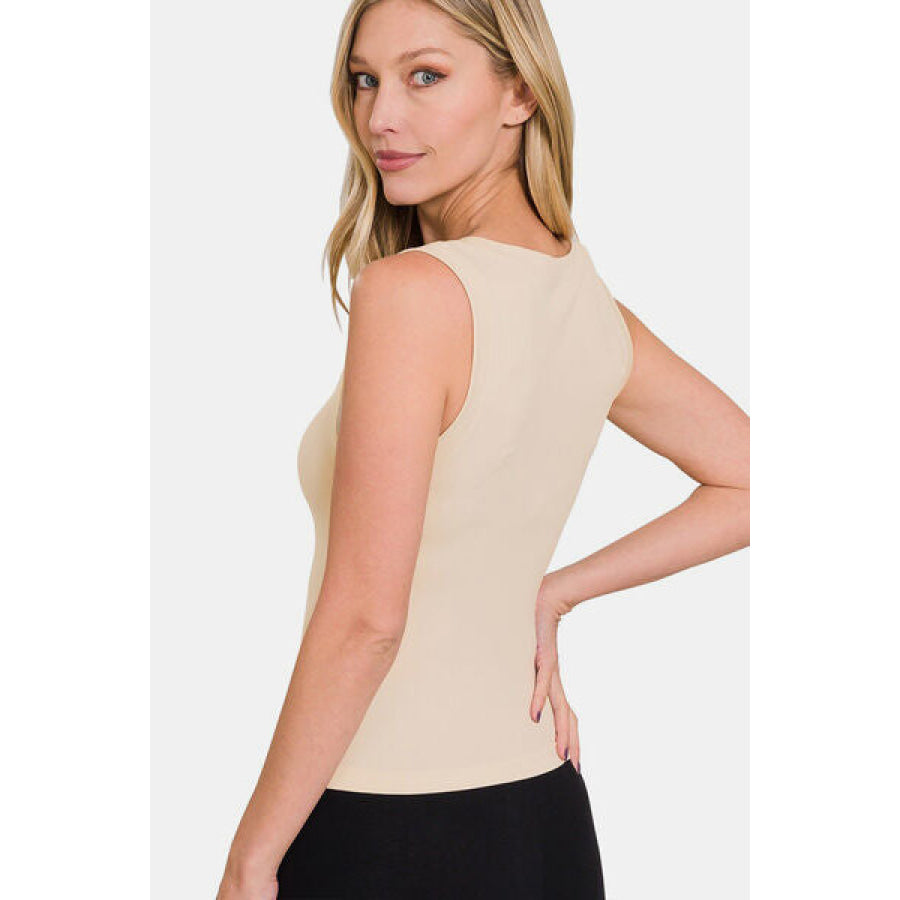 Zenana Round Neck Wide Strap Seamless Tank Apparel and Accessories