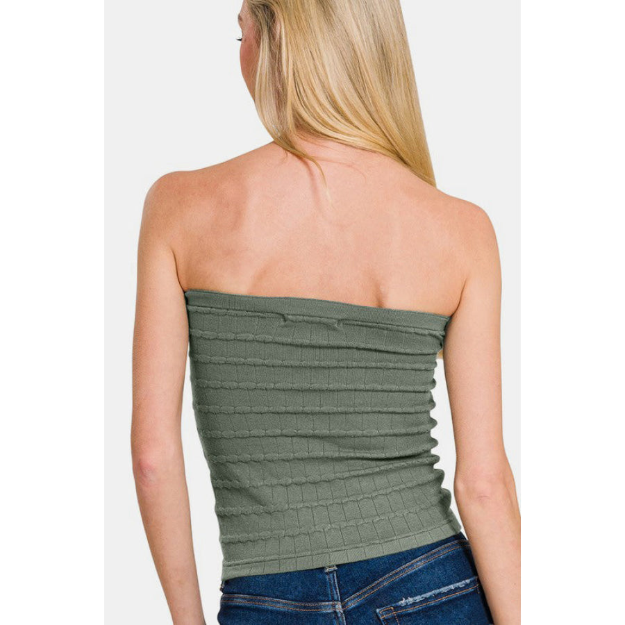 Zenana Ruched Twisted Sweetheart Neck Top Ash Jade / S Apparel and Accessories