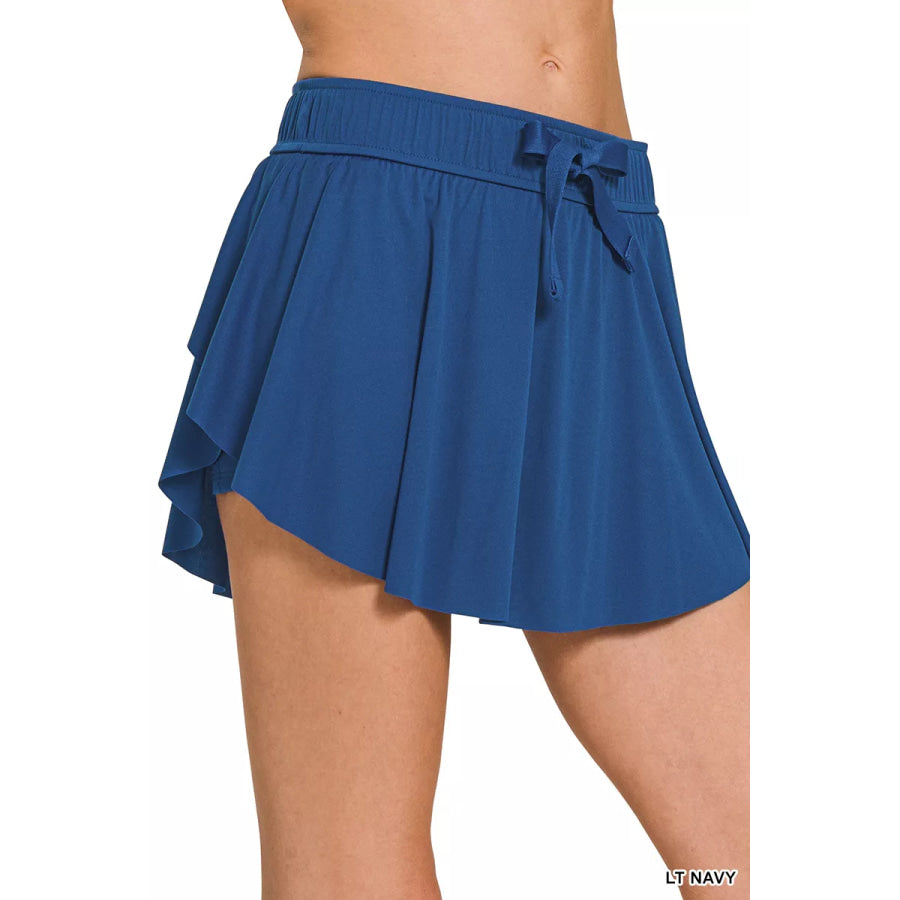 Zenana Ruffle Hem Tennis Skirt With Hidden Inner Pockets LT NAVY / S Apparel and Accessories