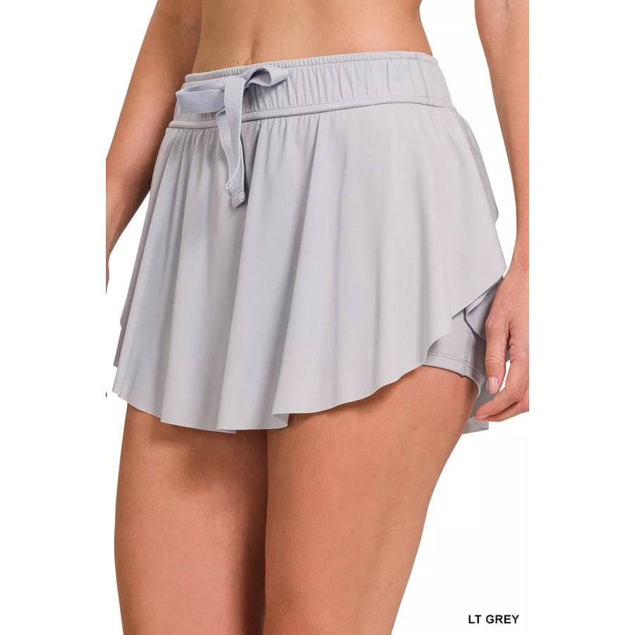 Zenana Ruffle Hem Tennis Skirt With Hidden Inner Pockets LT GREY / S Apparel and Accessories